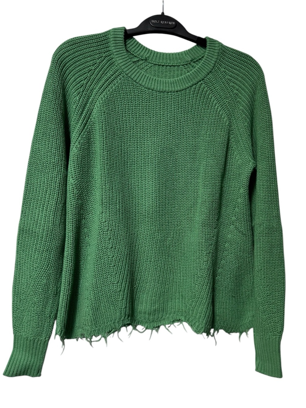 Green Distressed Knit Sweater - Women